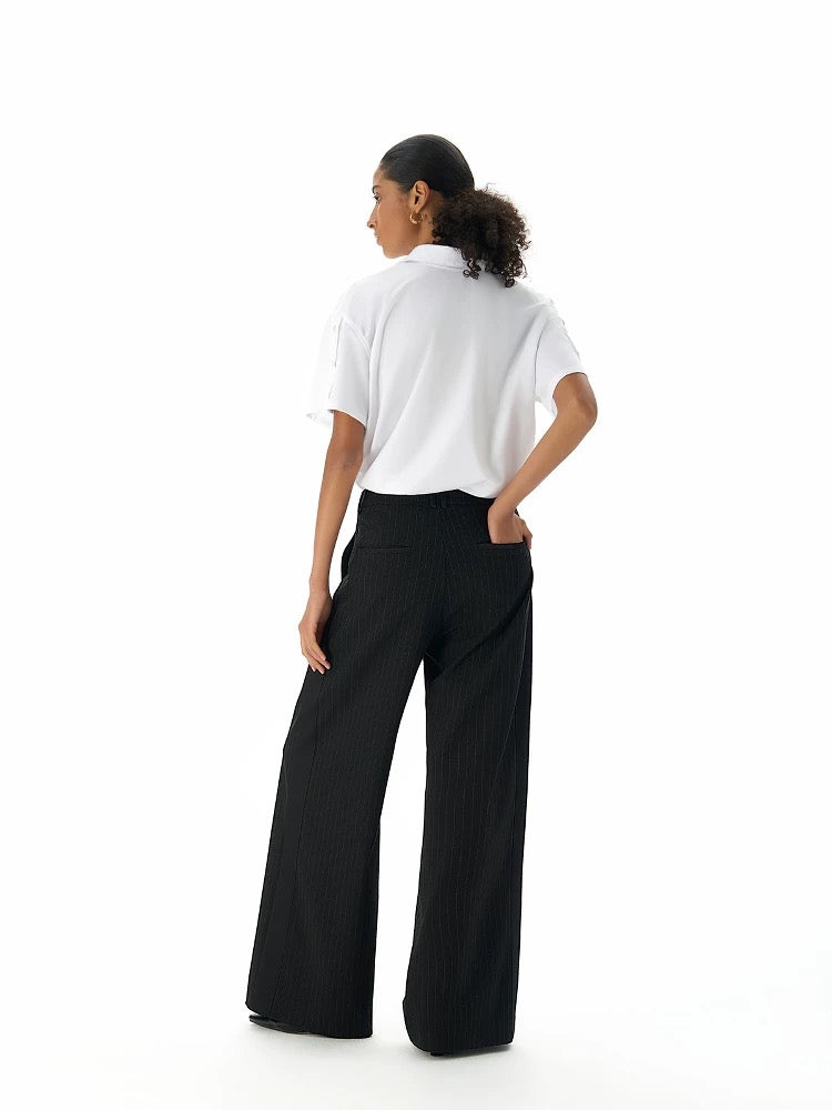"Smoked" Black Loose Pants