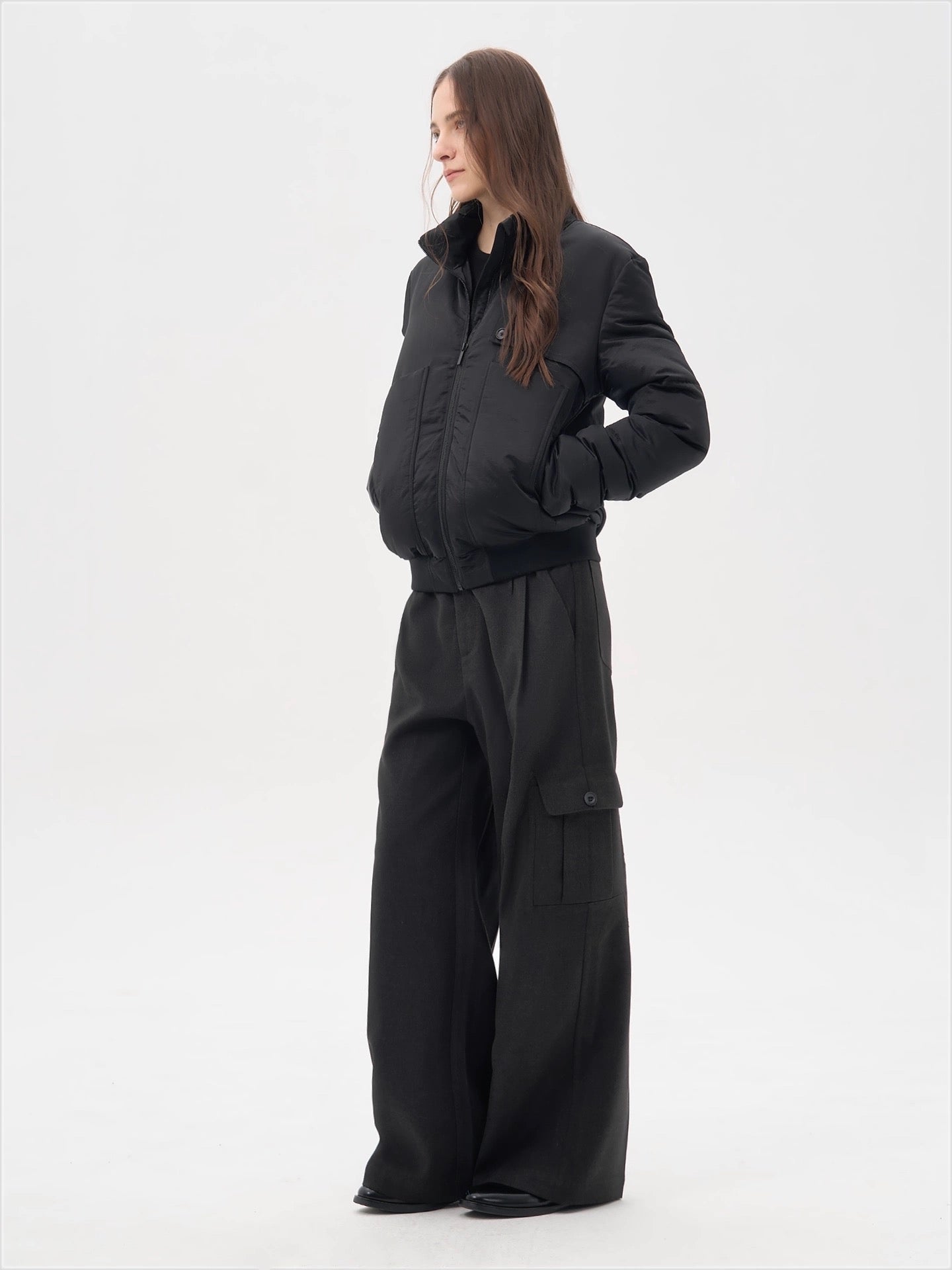 "Silence" Wool Tailored Wide-Leg Pants