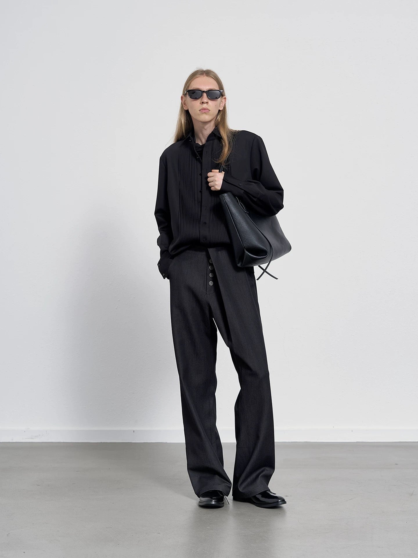« Pleat Denim » Black Denim Commuter Pants