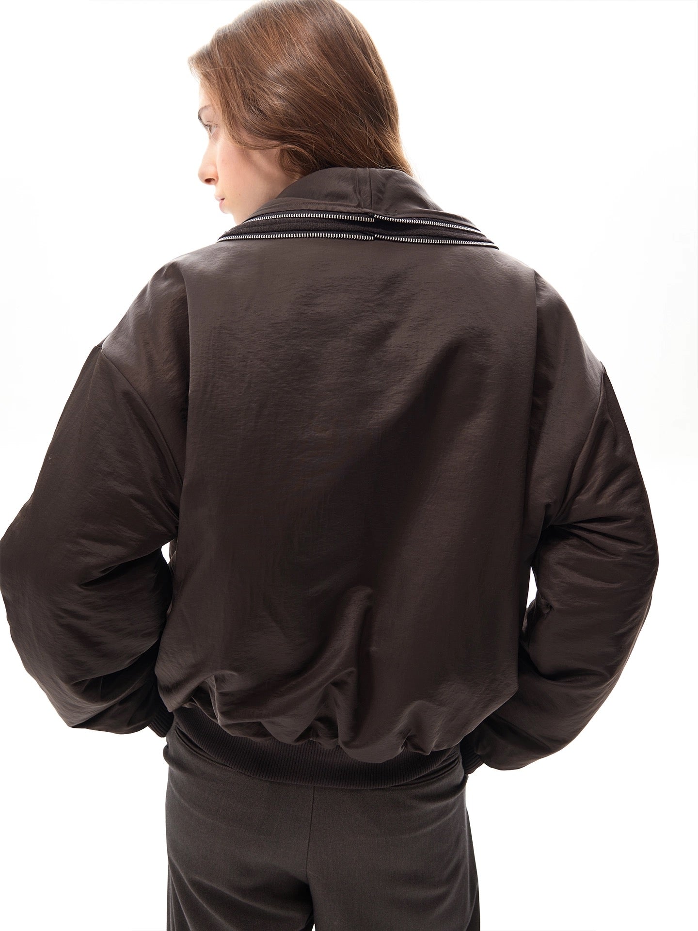 "Coated Shell" Polished Wool Bomber