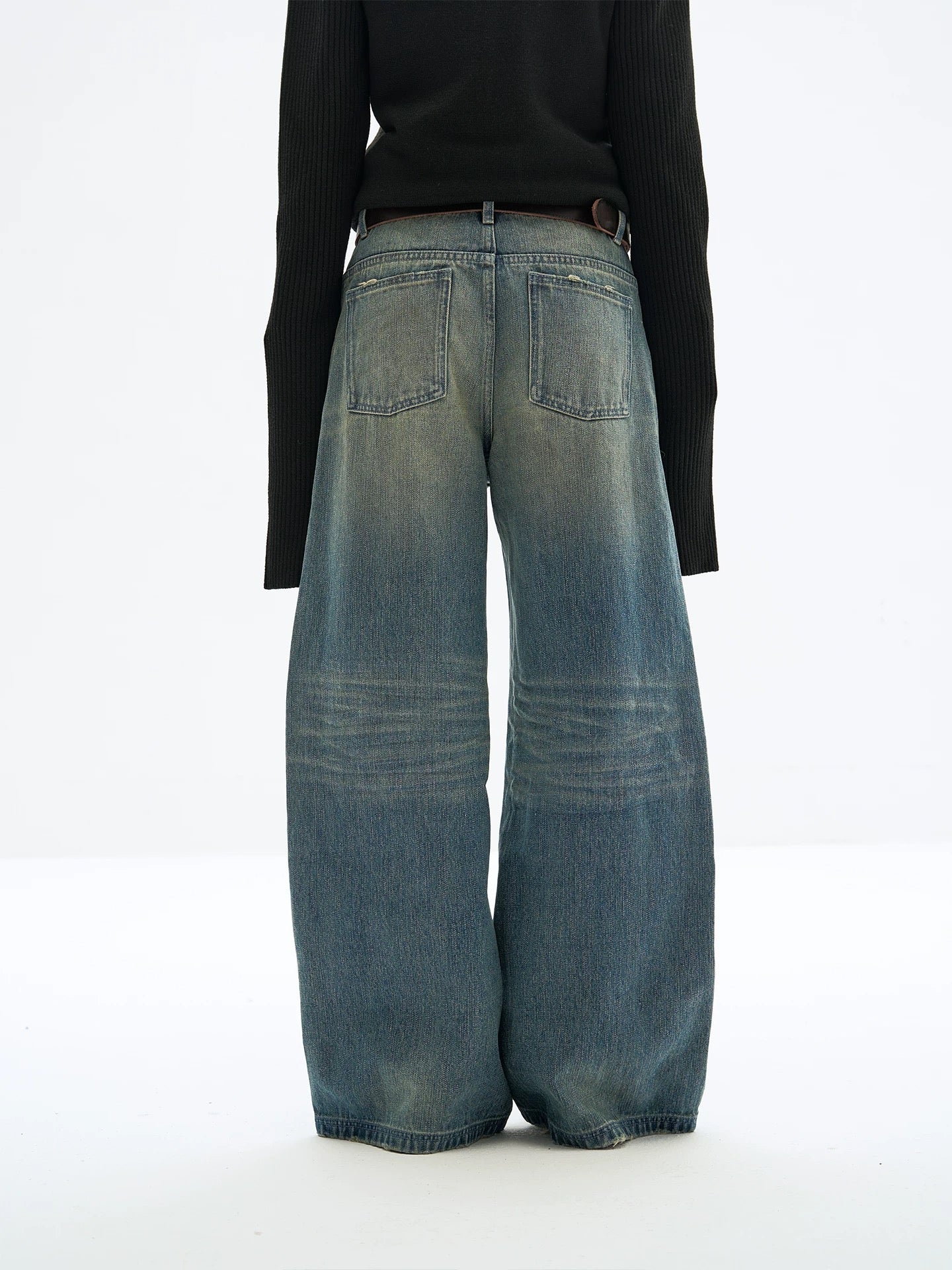 « Scroll » Washed Blue Denim Pants