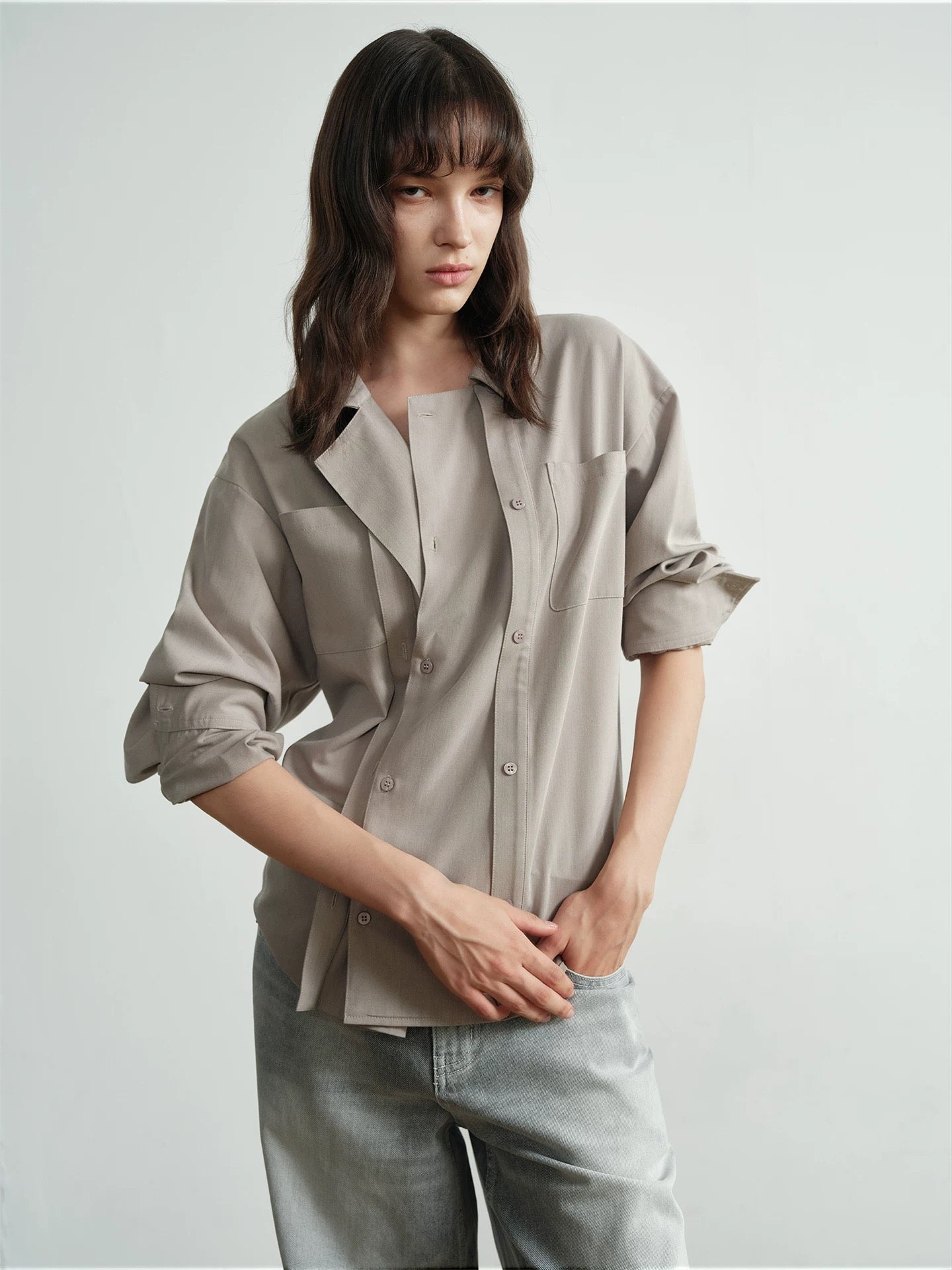 "Sand" Loose Long-Sleeve Shirt