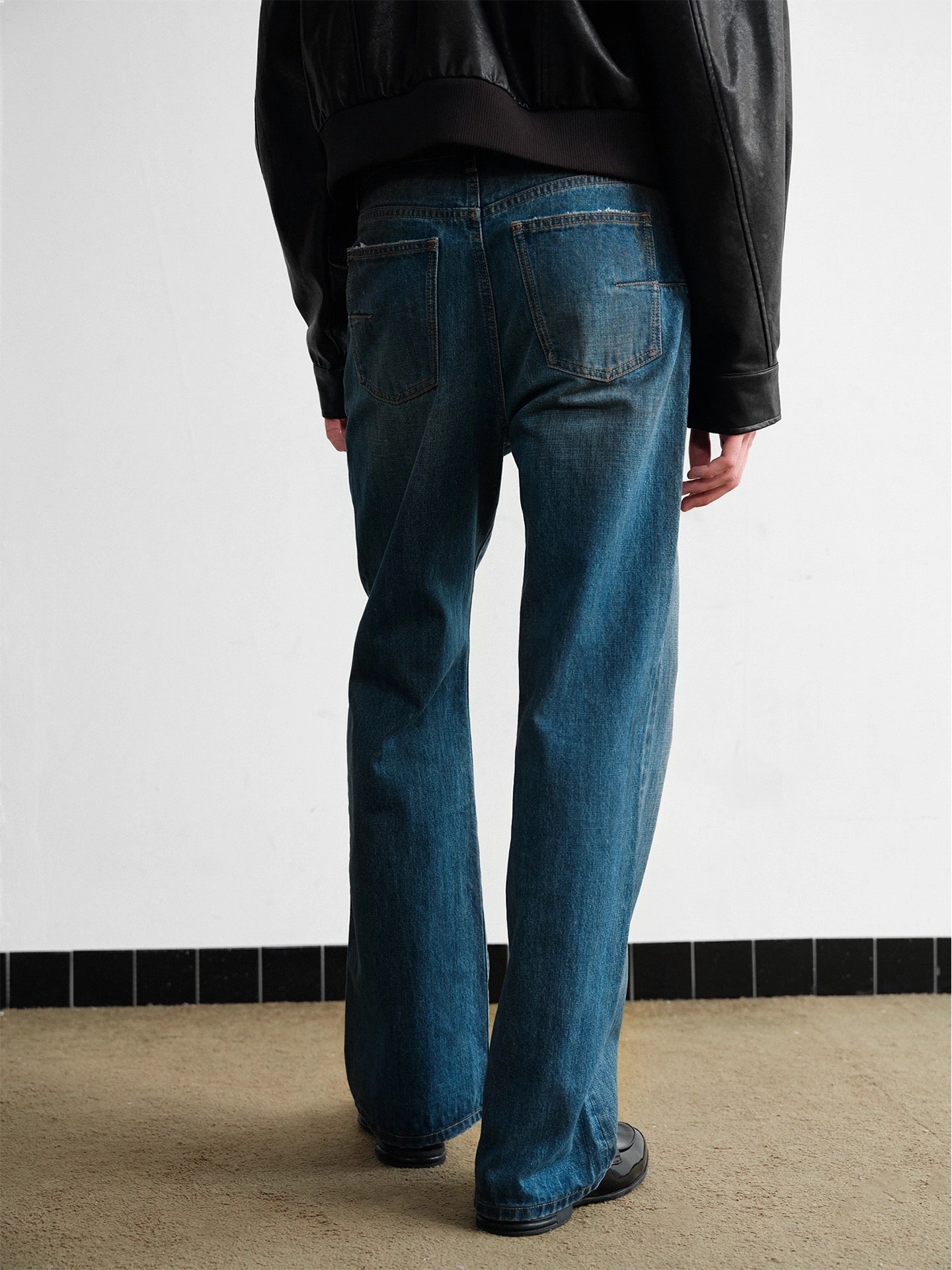 "Blue Desert" Washed Straight-Leg Jeans