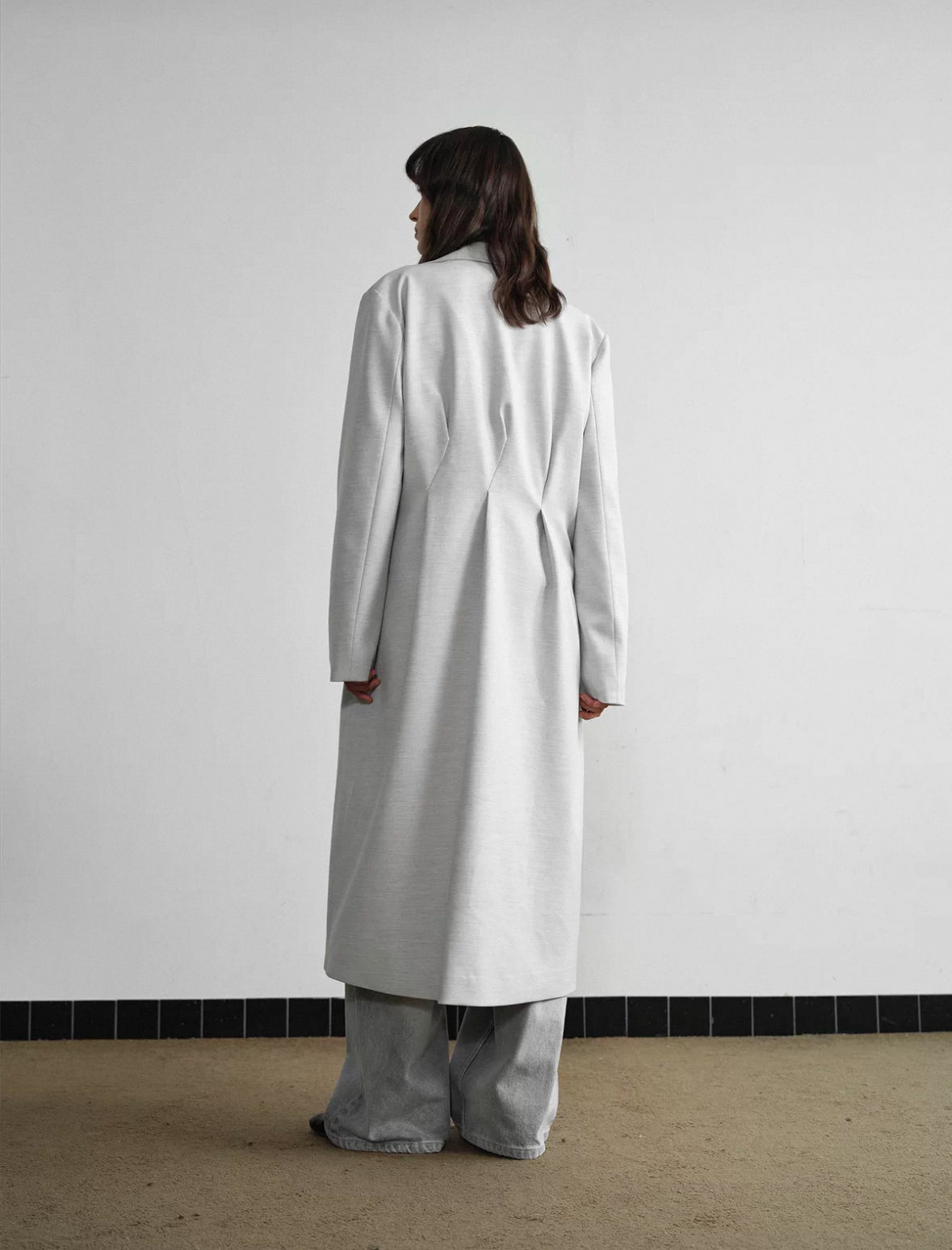 "Chester" Gray Long Pleated Coat