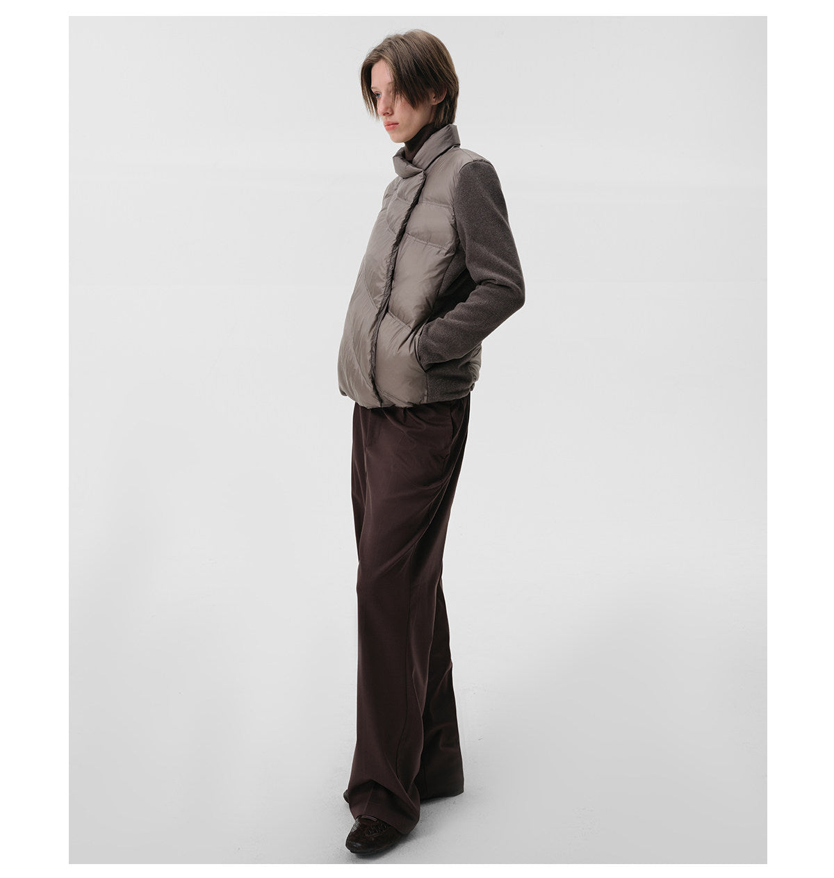 "Zodiac" Brown Fitted Down Jacket