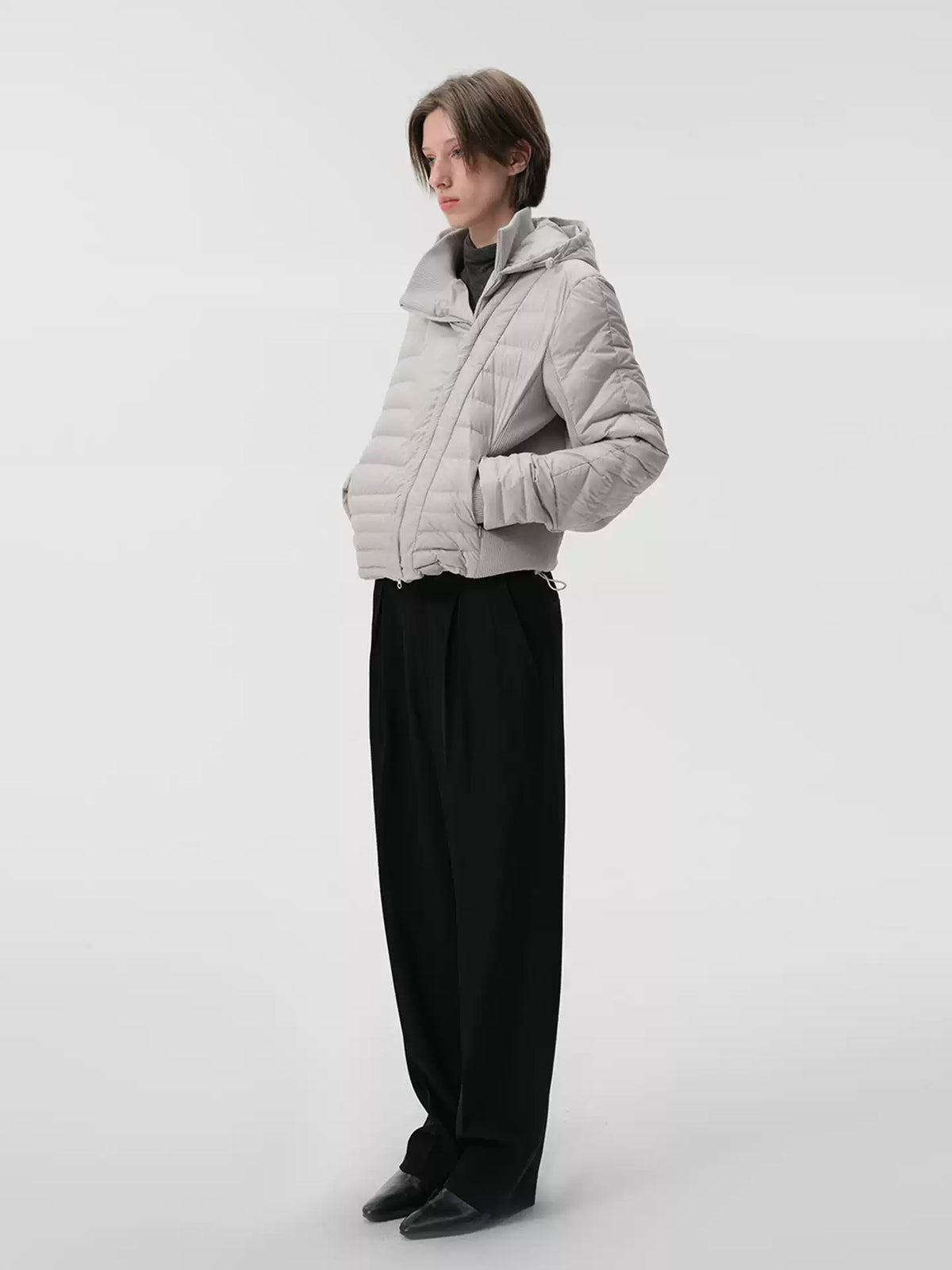"Biloba" White Down Hooded Jacket