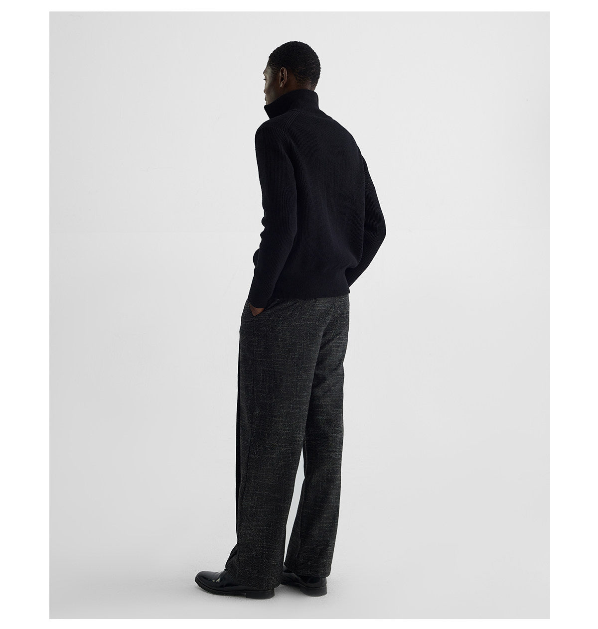 "Replica" Pattern Pleated Wide-Leg