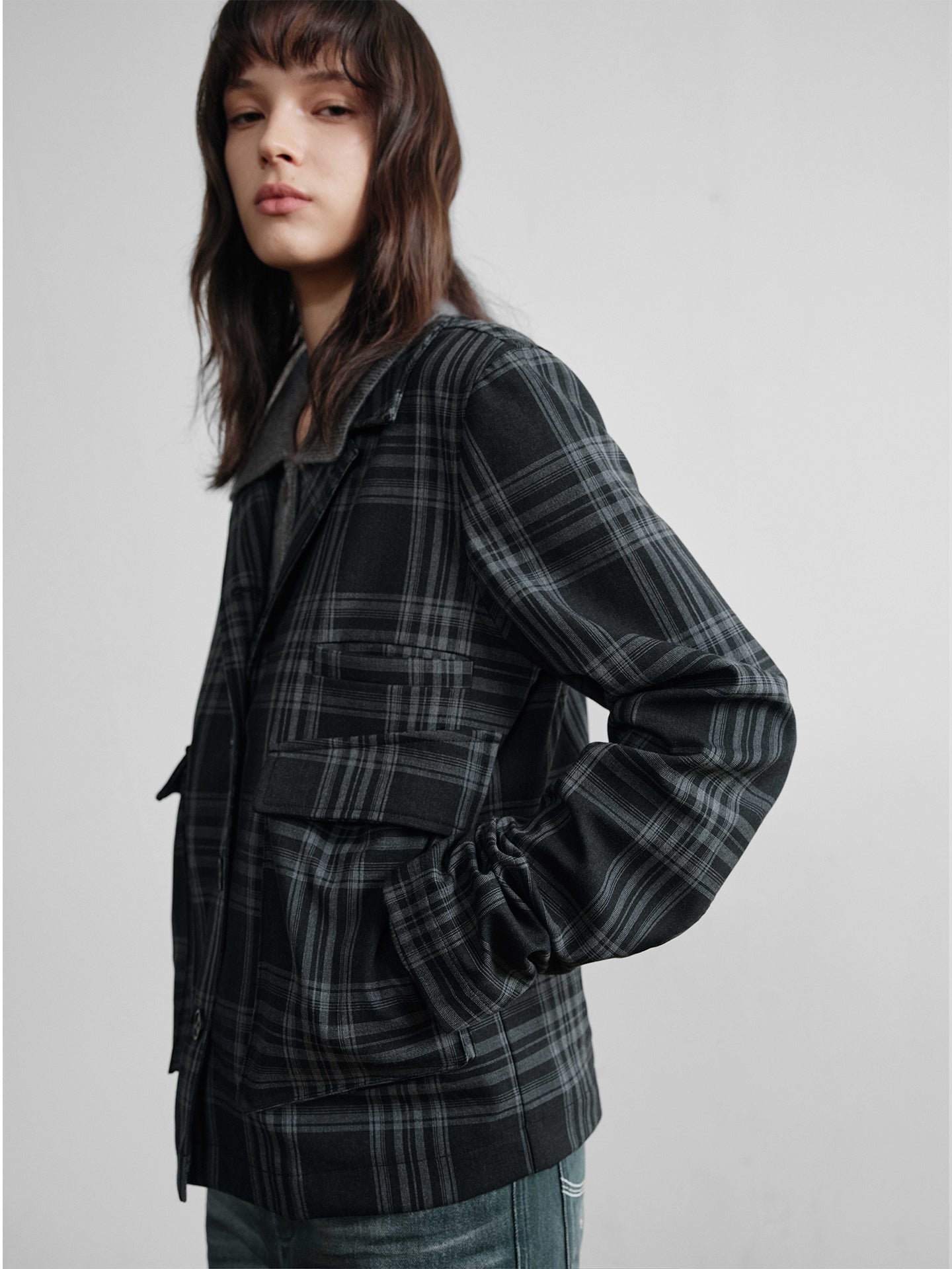 "Plaid Hunting" Jacket with Twin Pockets