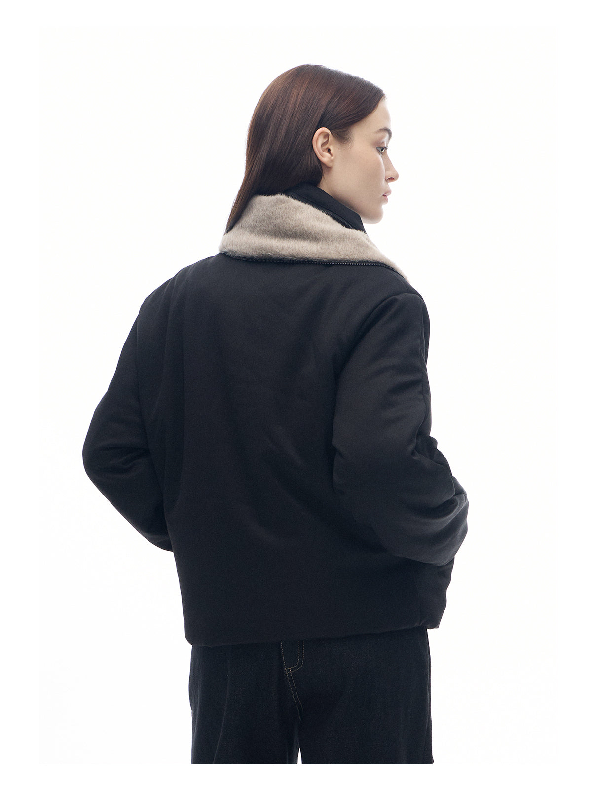 "Katrina" Wool Draped Fur Collar Coat