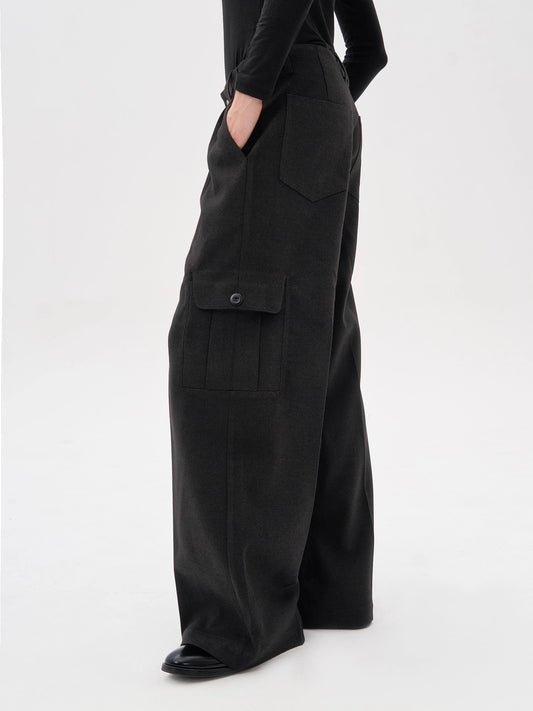 "Silence" Wool Tailored Wide-Leg Pants