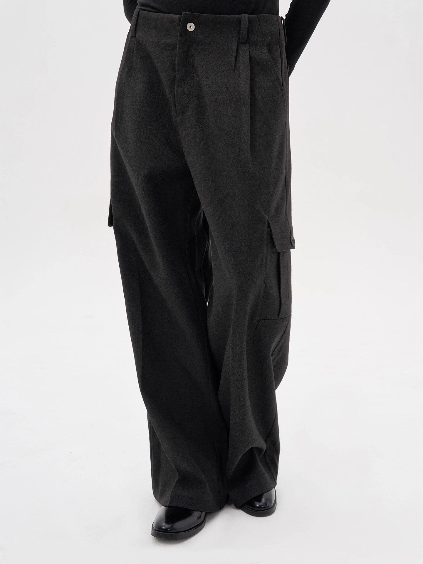 "Silence" Wool Tailored Wide-Leg Pants