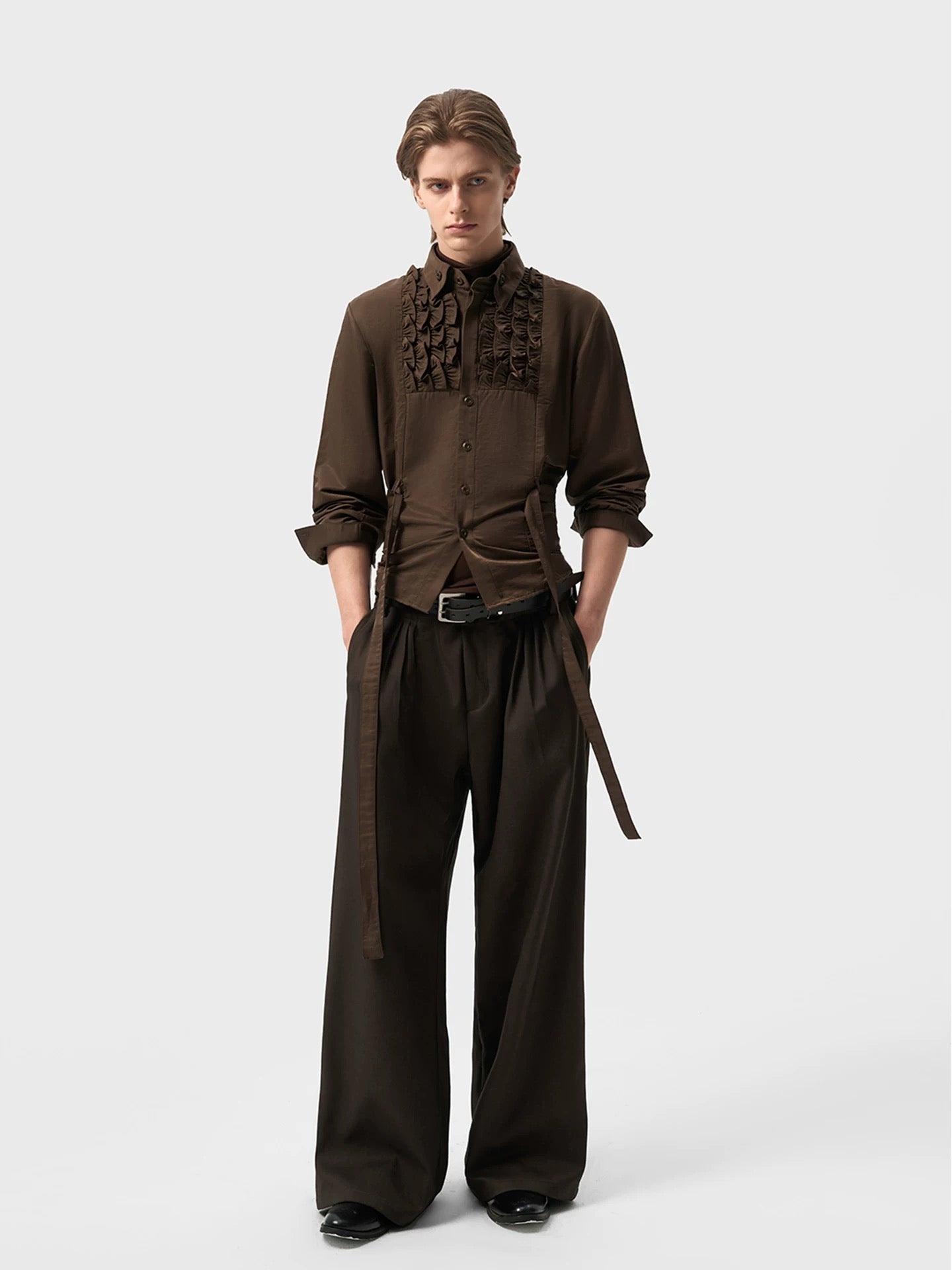 "Guepe" Brown Ruched Shirt