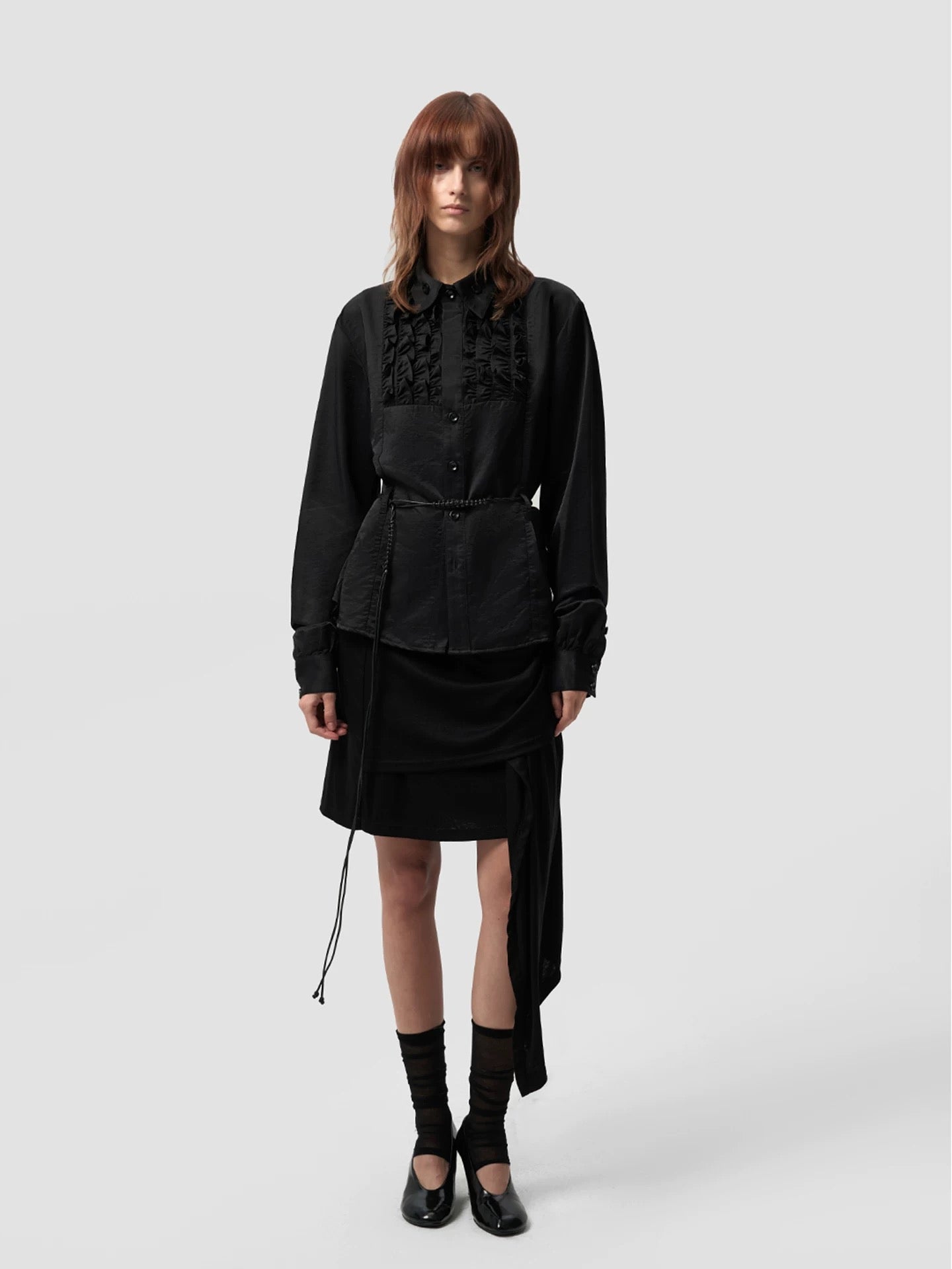 "Guepe" Black Ruched Shirt