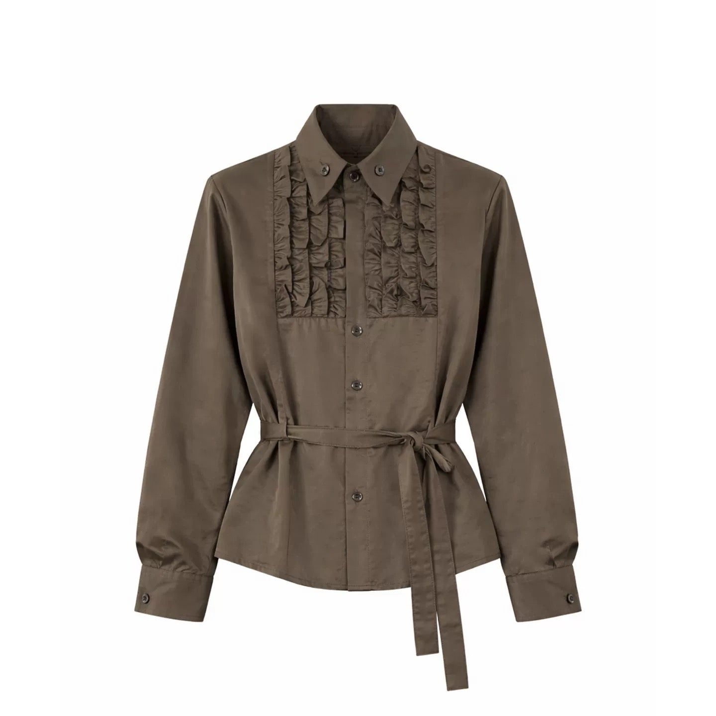 "Guepe" Brown Ruched Shirt