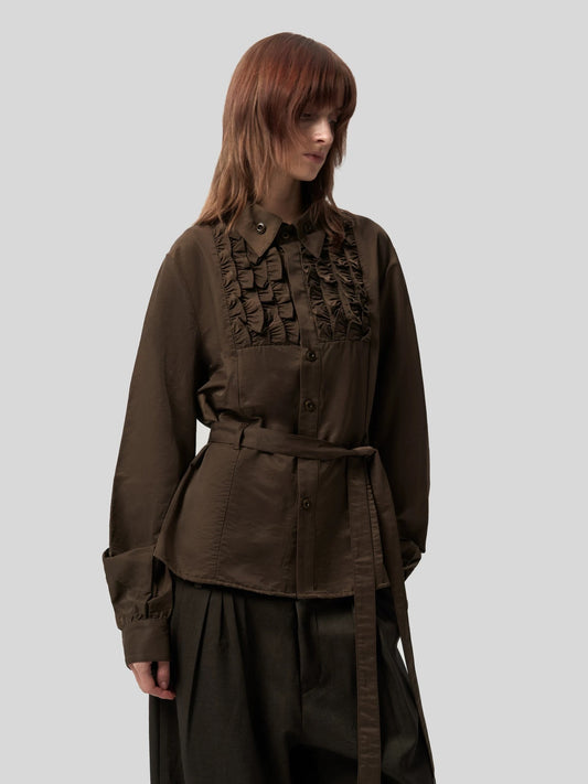 "Guepe" Brown Ruched Shirt