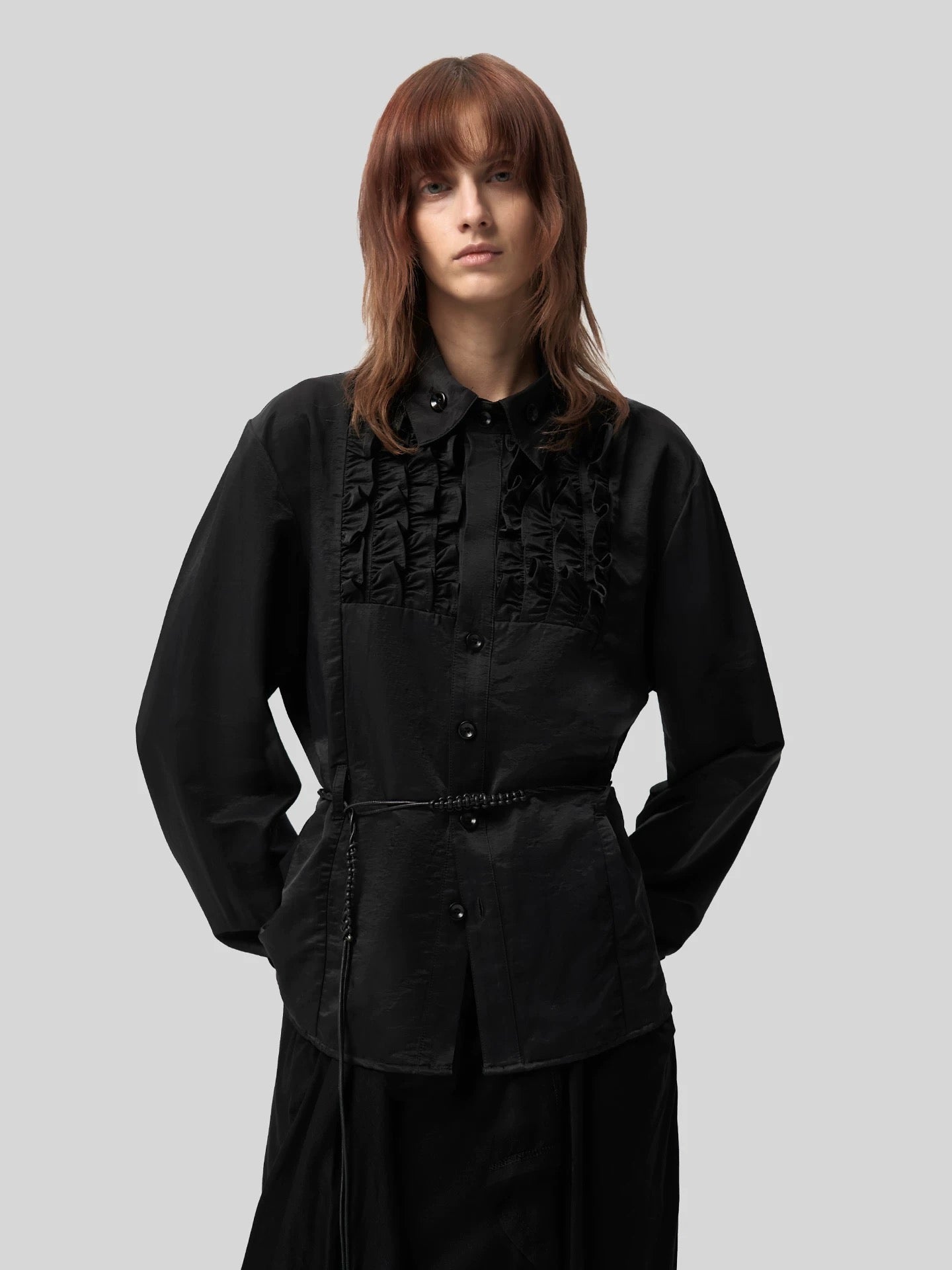 "Guepe" Black Ruched Shirt