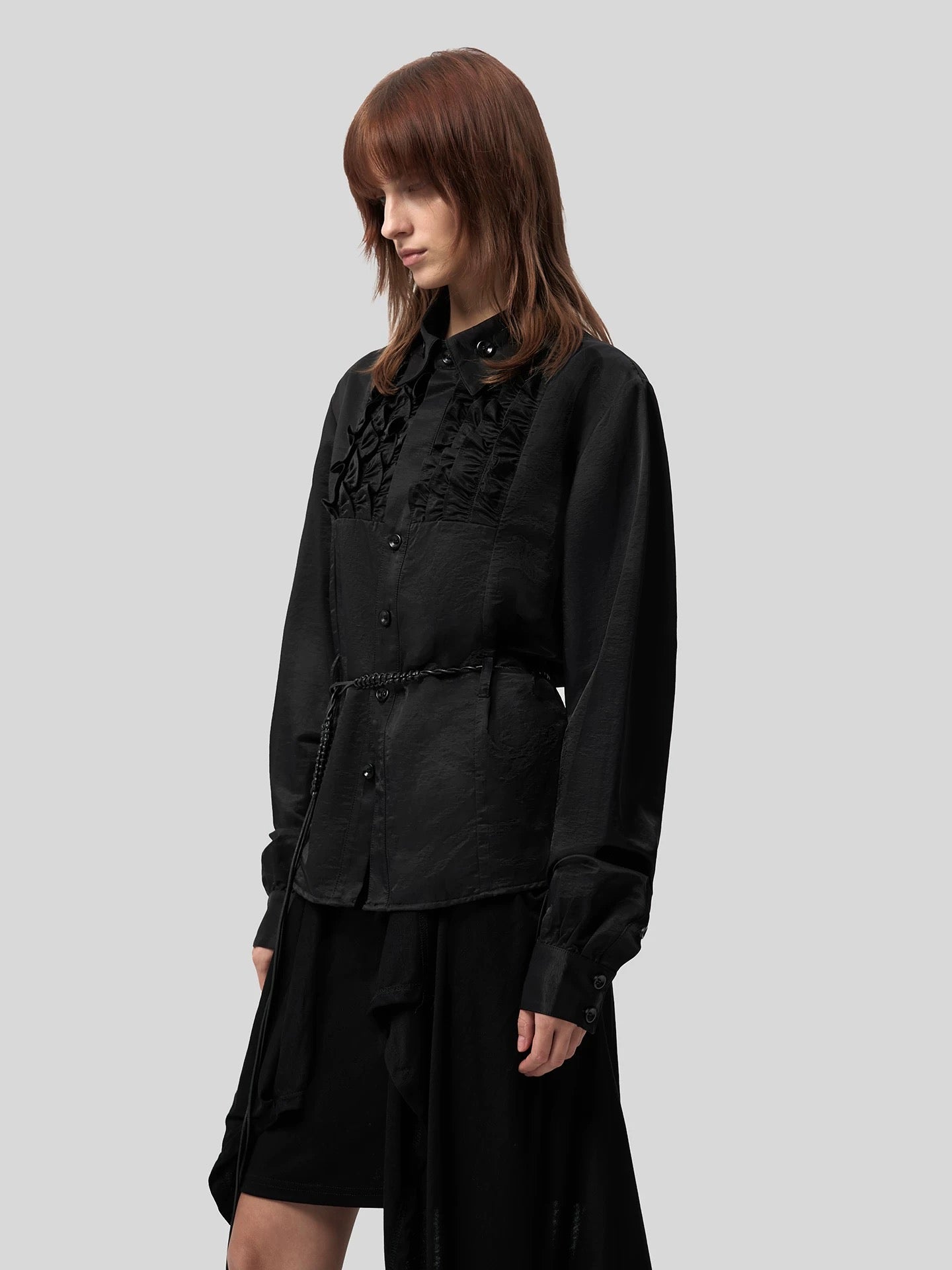 "Guepe" Black Ruched Shirt
