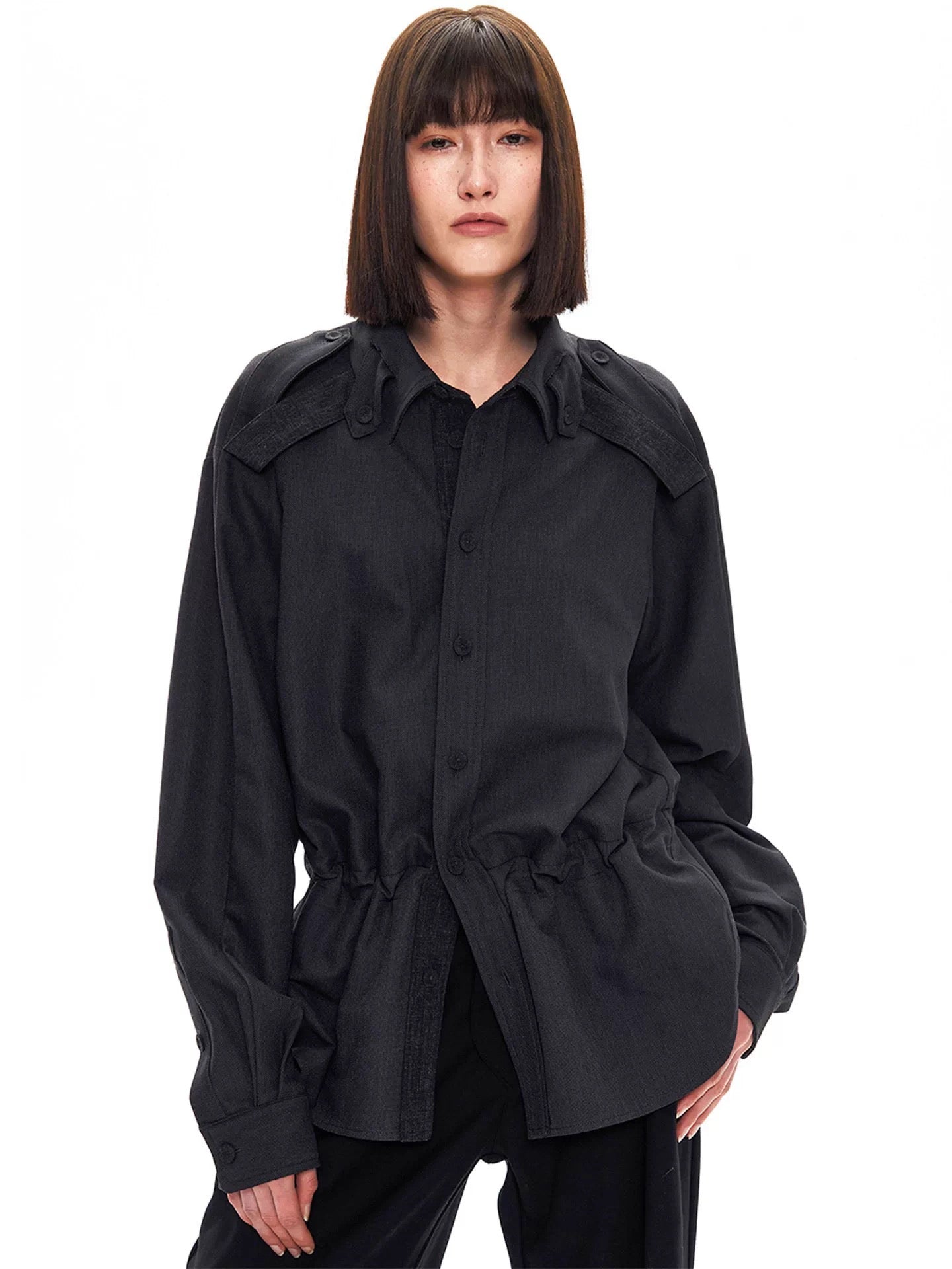 "The Origami" Wool Shirt Charcoal