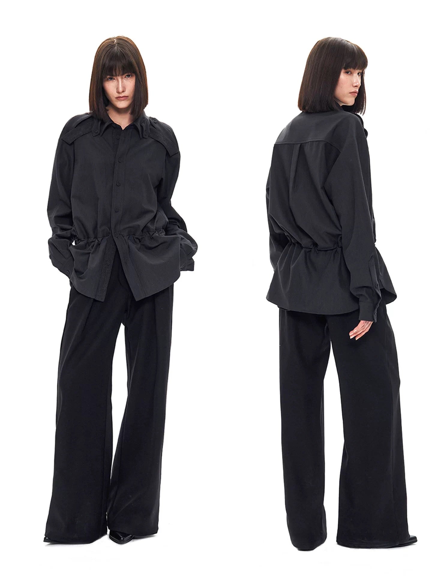 "The Origami" Wool Shirt Charcoal