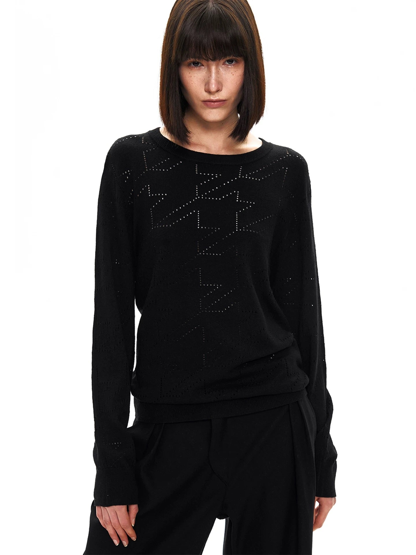 « The Lattice » Openwork Knit Long-Sleeve