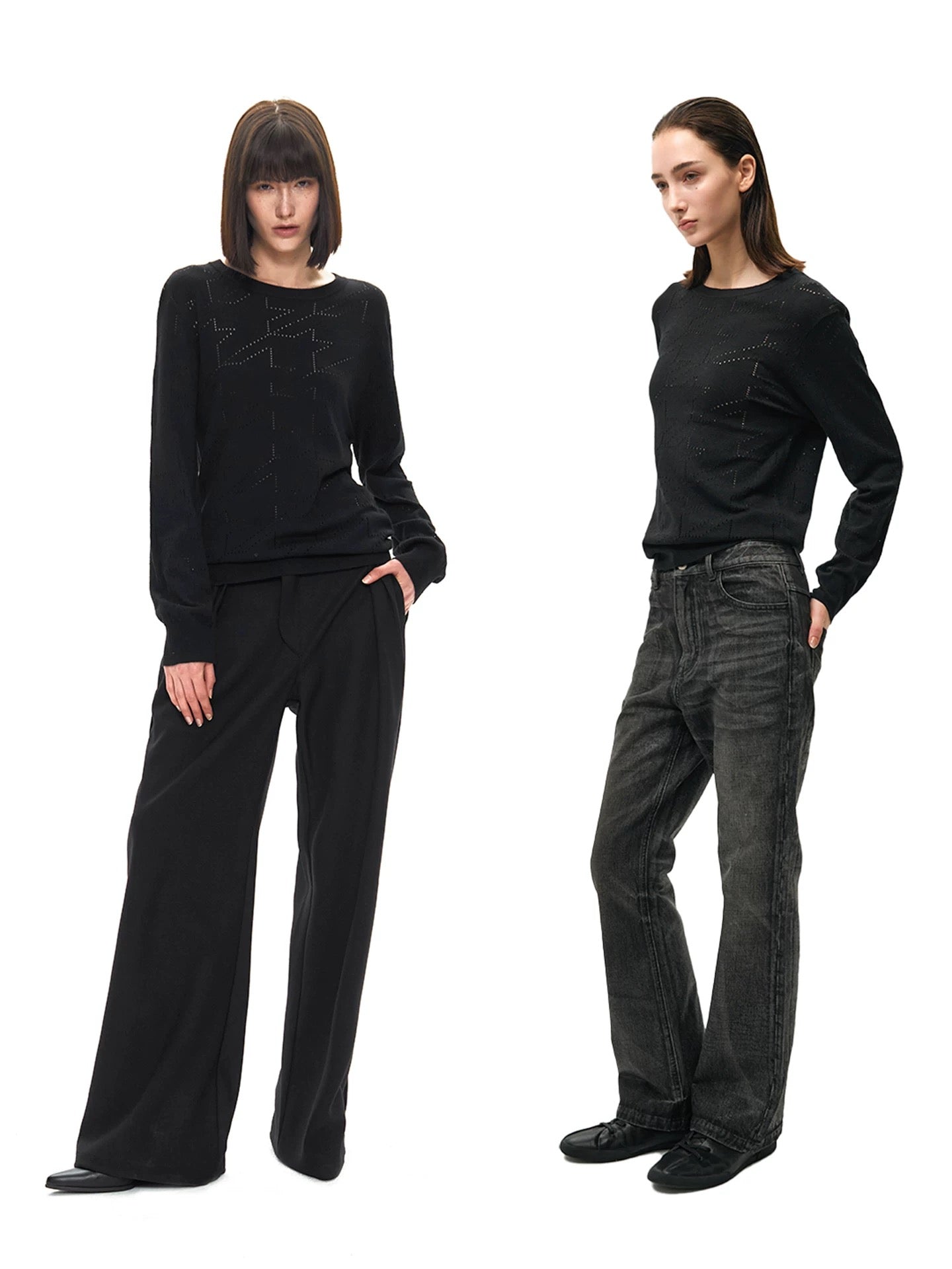 « The Lattice » Openwork Knit Long-Sleeve