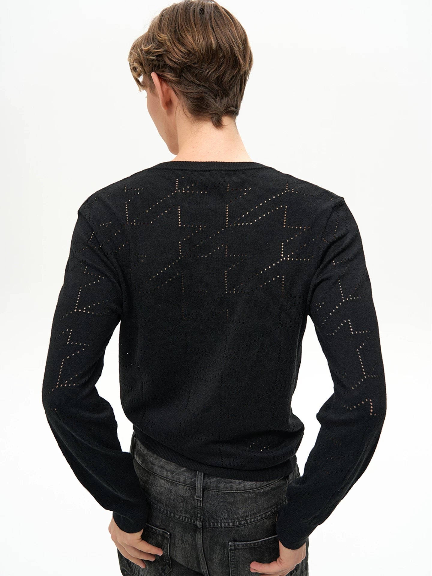 « The Lattice » Openwork Knit Long-Sleeve