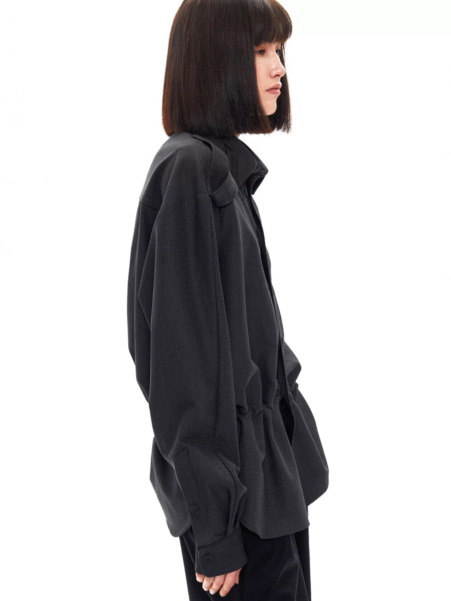 "The Origami" Wool Shirt Charcoal