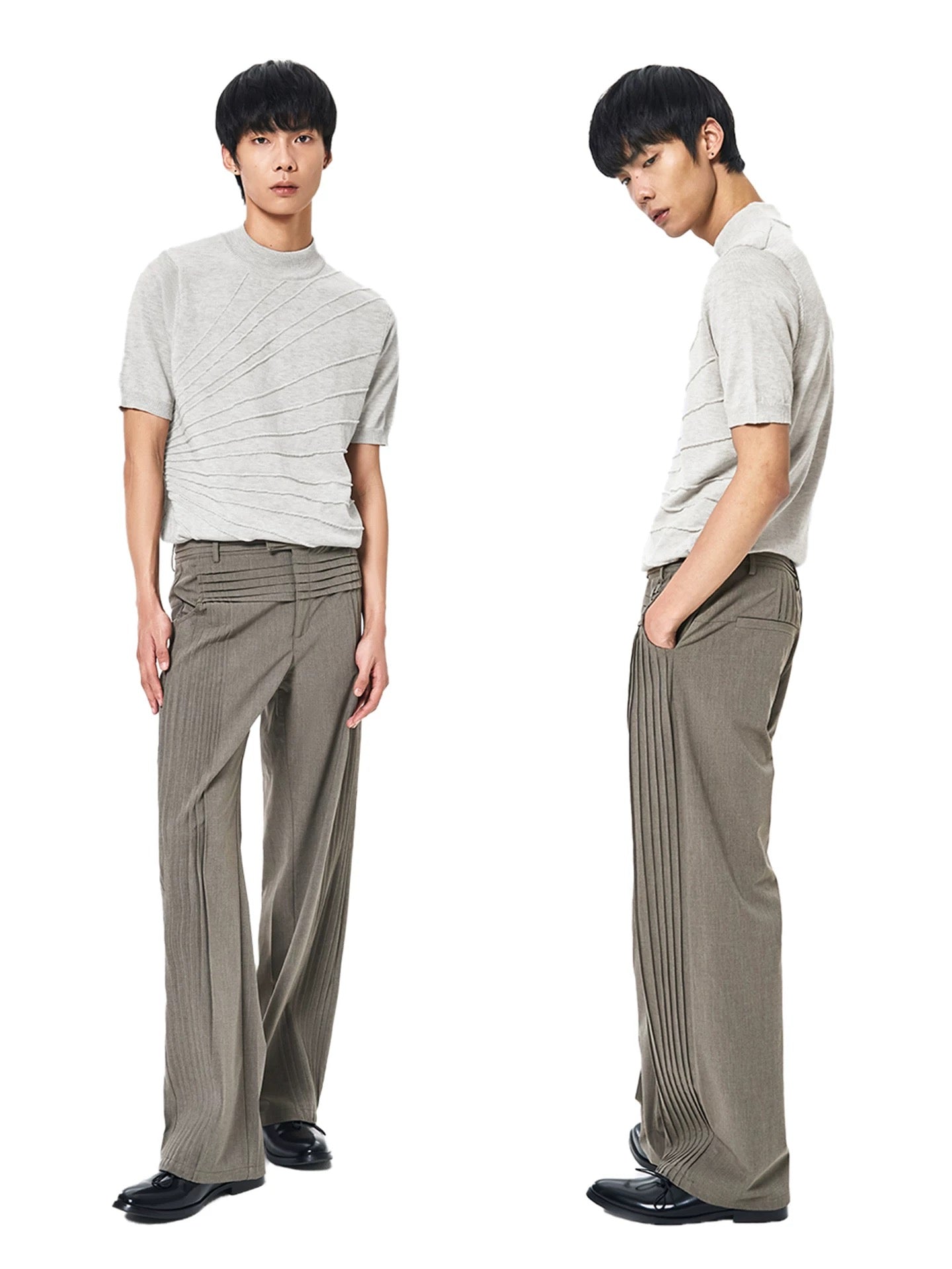 "Traccia" High-Waisted Trousers