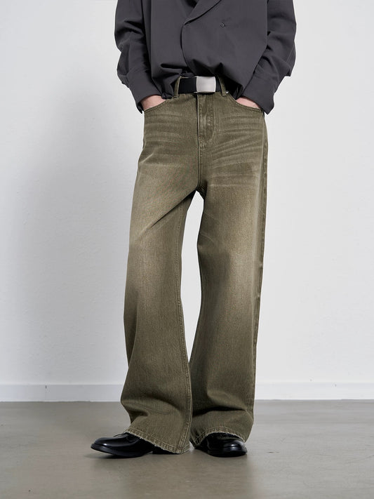 « Loamy Denim » Brown Frayed Denim Pants