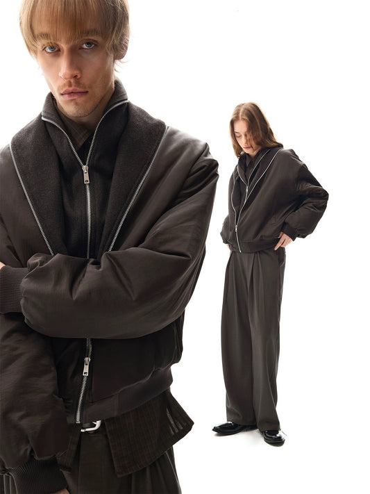 "Coated Shell" Polished Wool Bomber