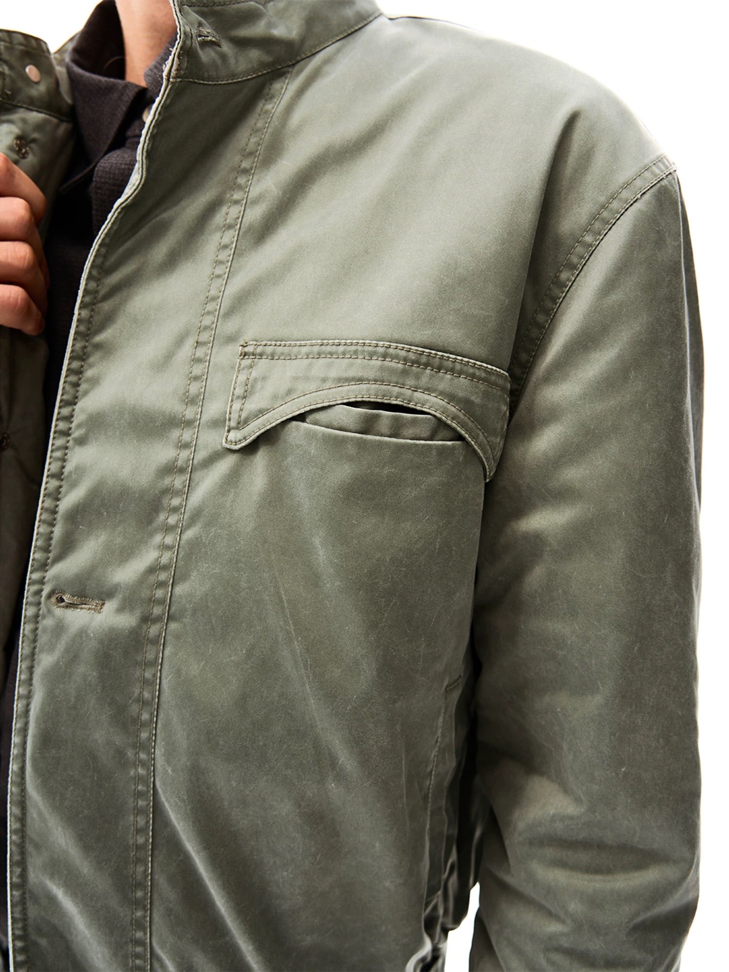 "Faded Sage" Washed Bomber Jacket