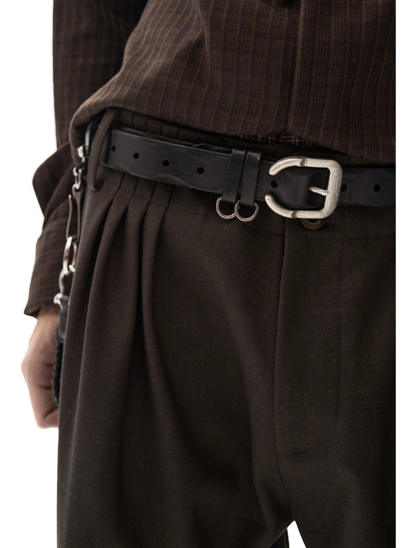 "The Brown Folded" Wide-Leg Pleat Pants