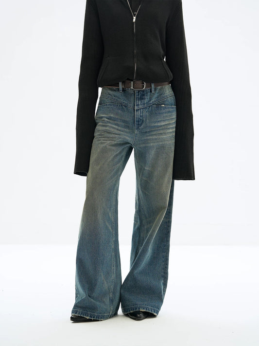 « Scroll » Washed Blue Denim Pants