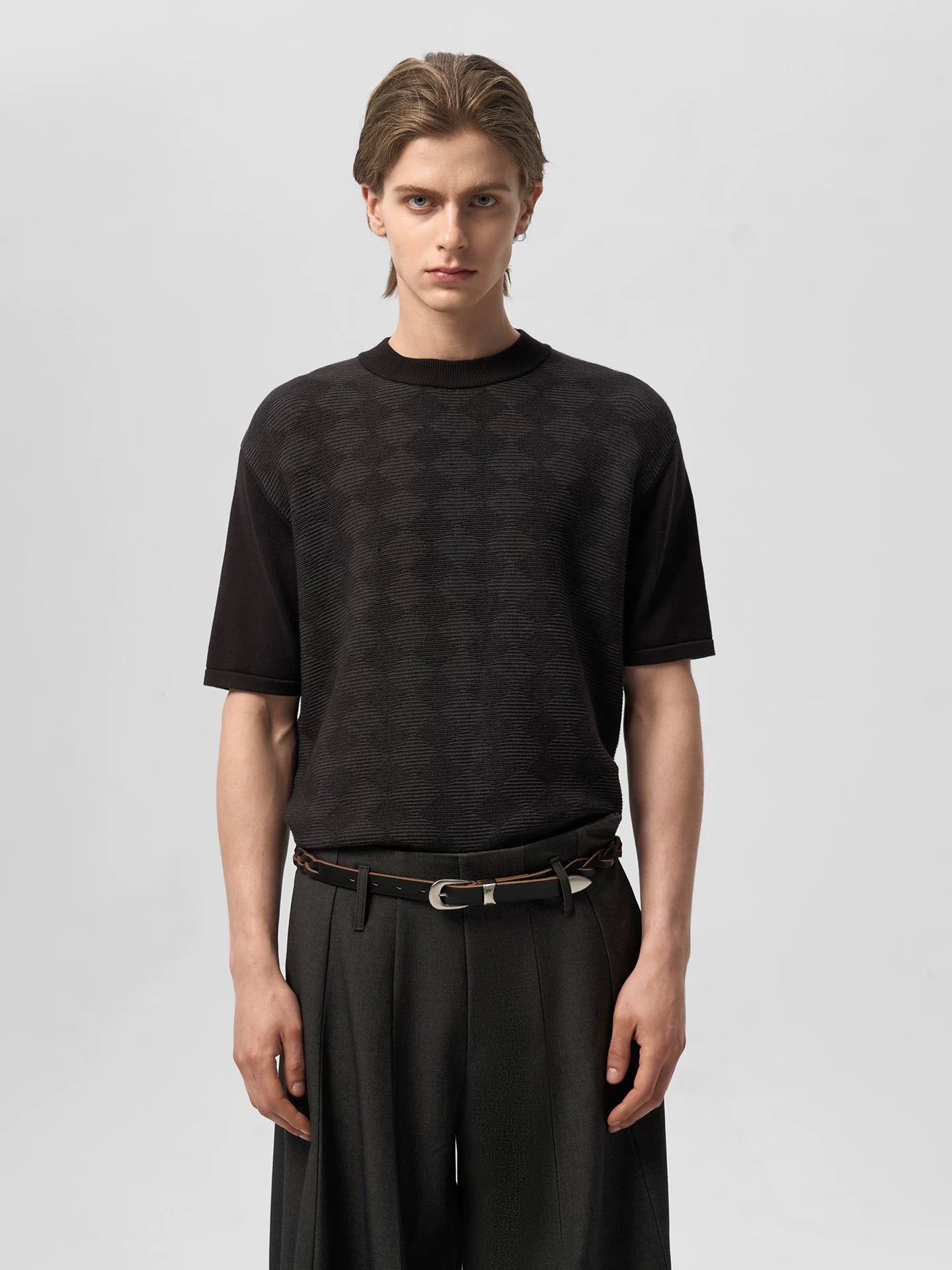 « Carreaux » Textured Knit Tee
