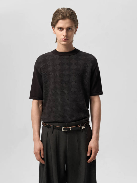 « Carreaux » Textured Knit Tee