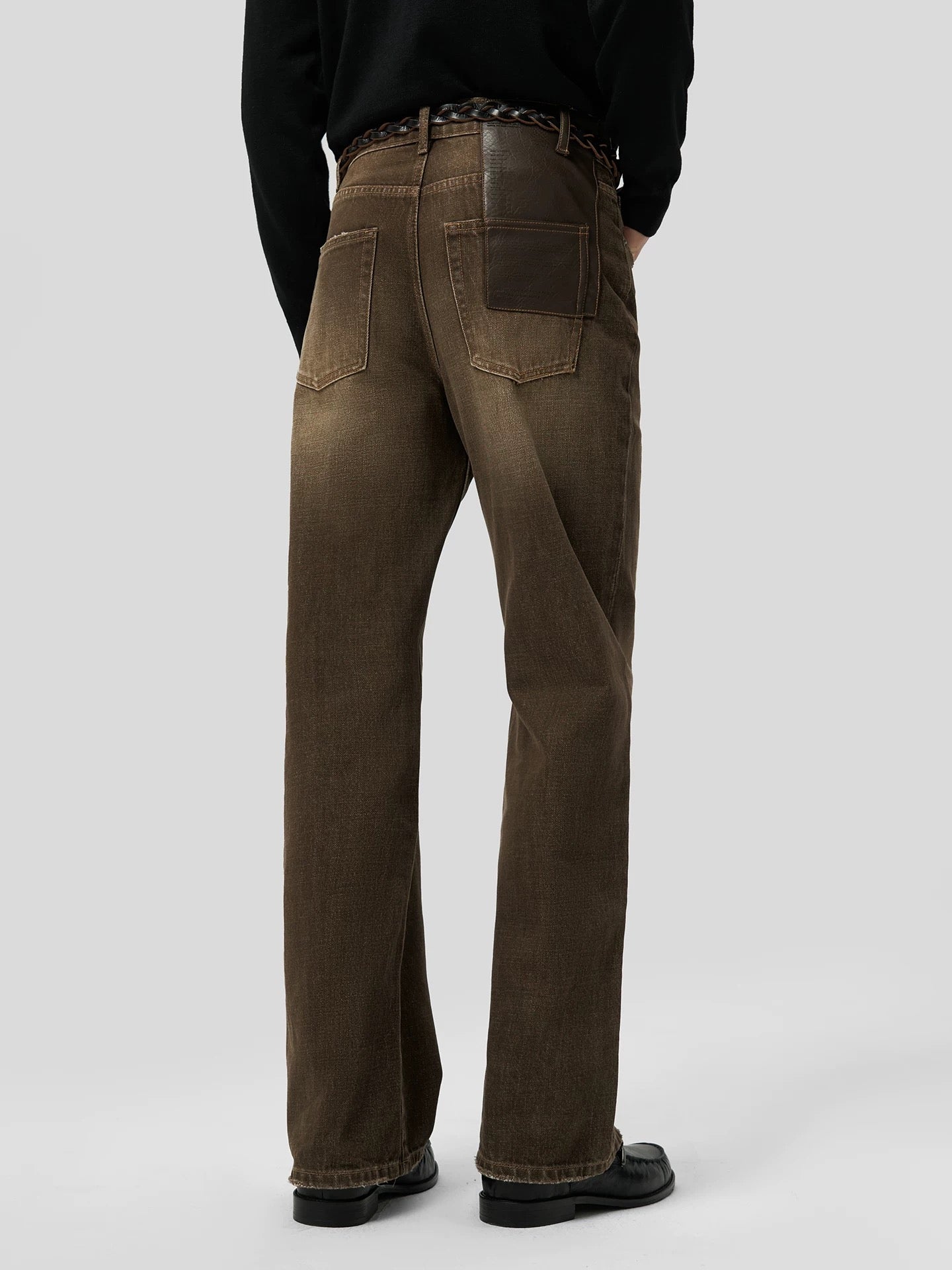 "Bronze" Patina Leather Panel Denim