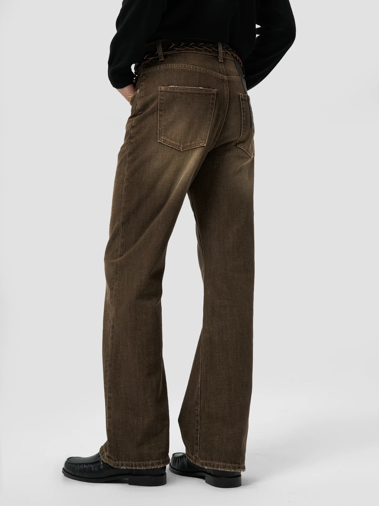 "Bronze" Patina Leather Panel Denim