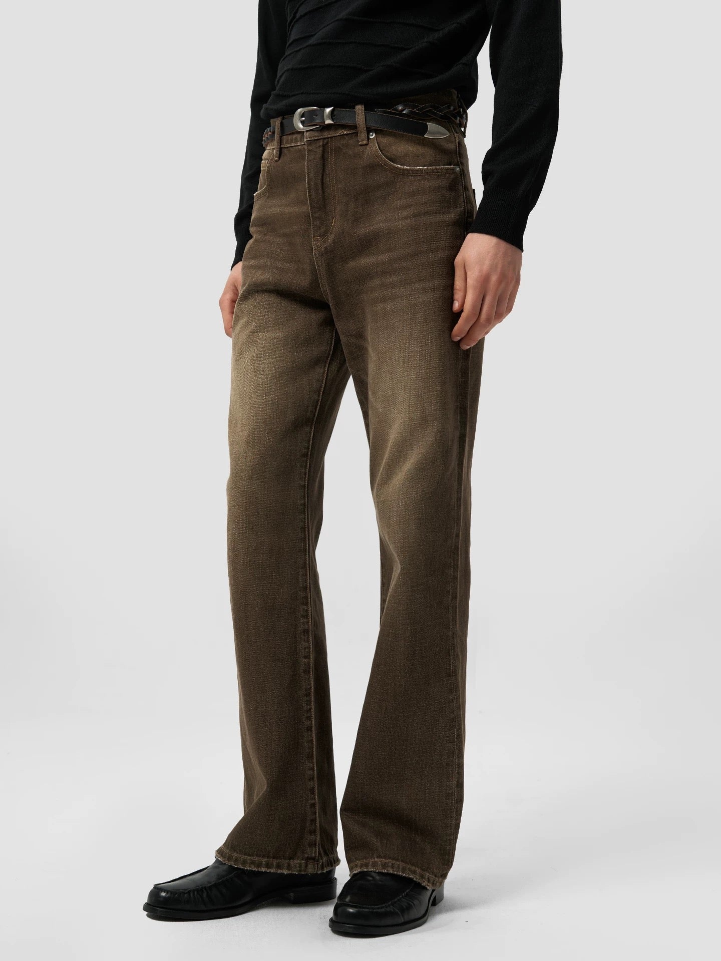 "Bronze" Patina Leather Panel Denim