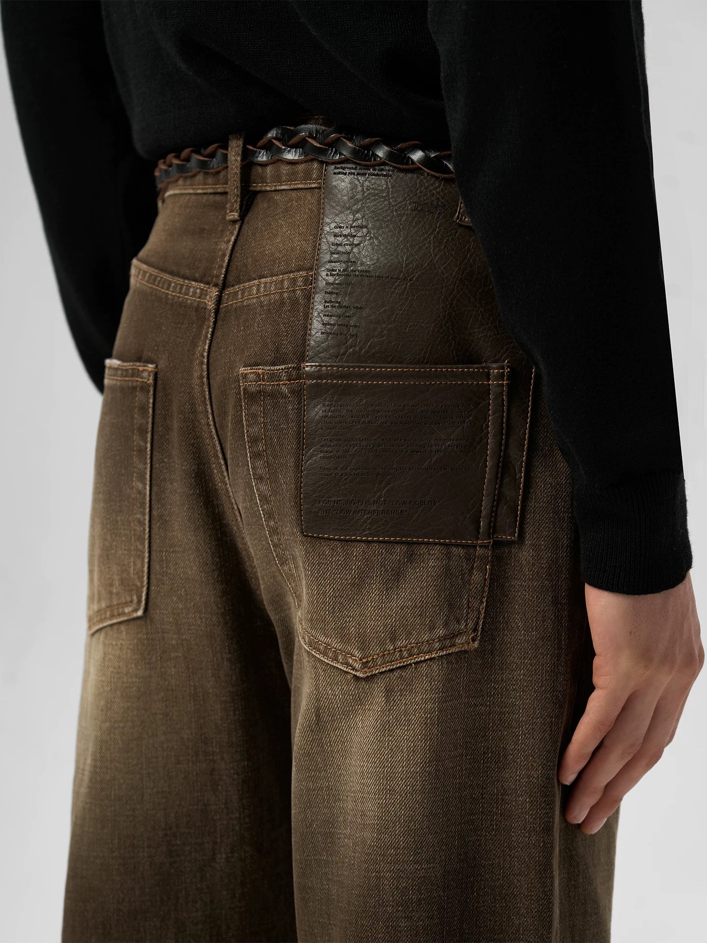 "Bronze" Patina Leather Panel Denim