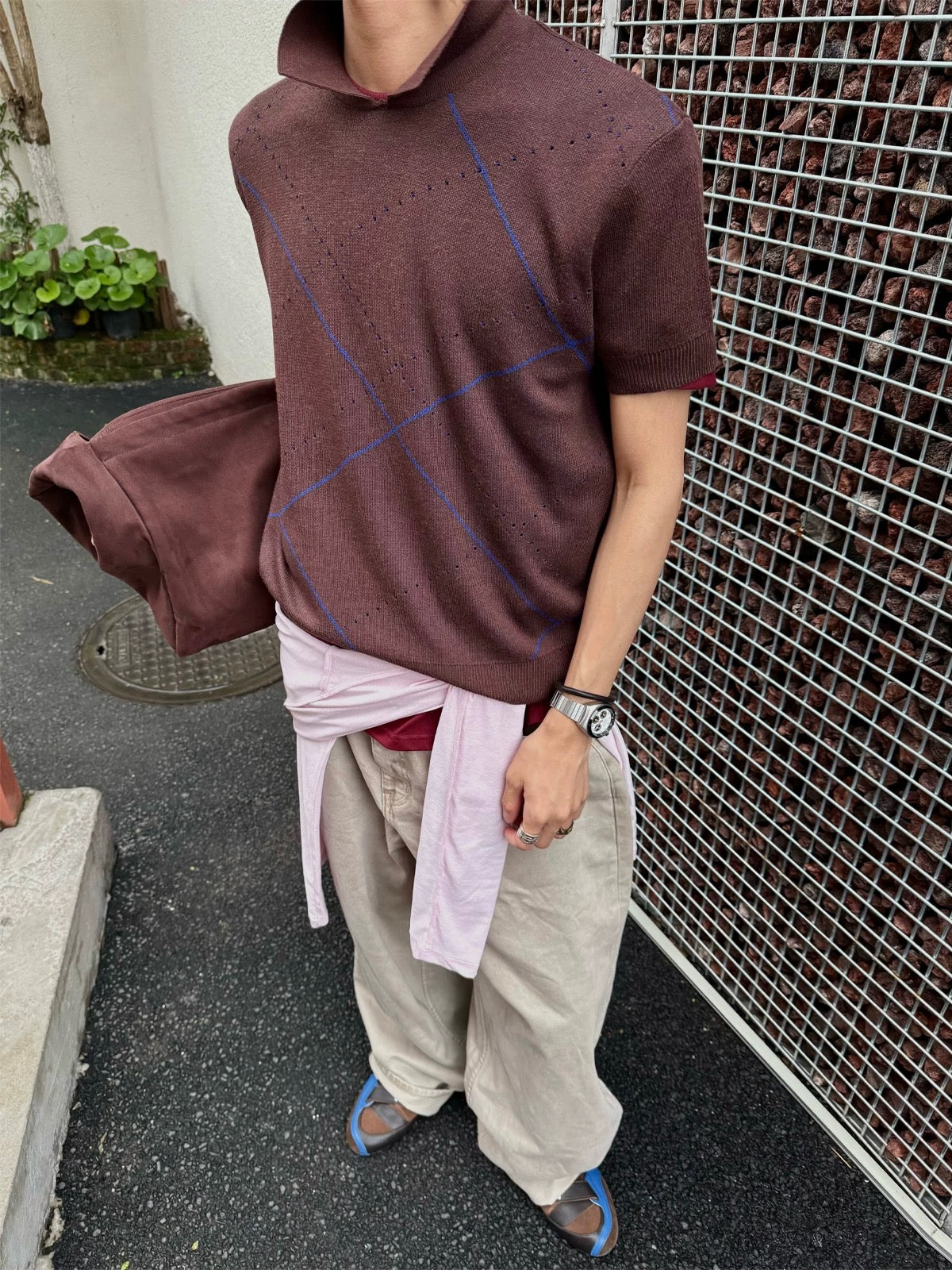 « Anda » Cross Geometry Knit Polo