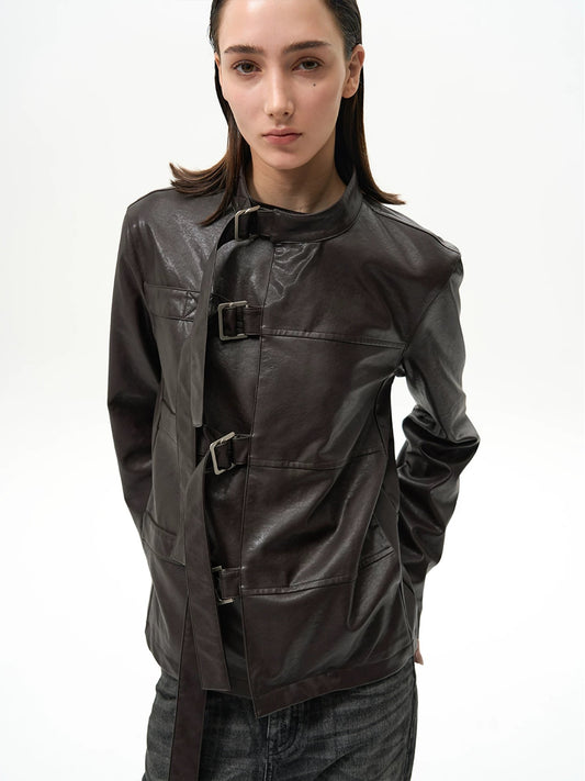 "The Strap" Buckled Leather Jacket