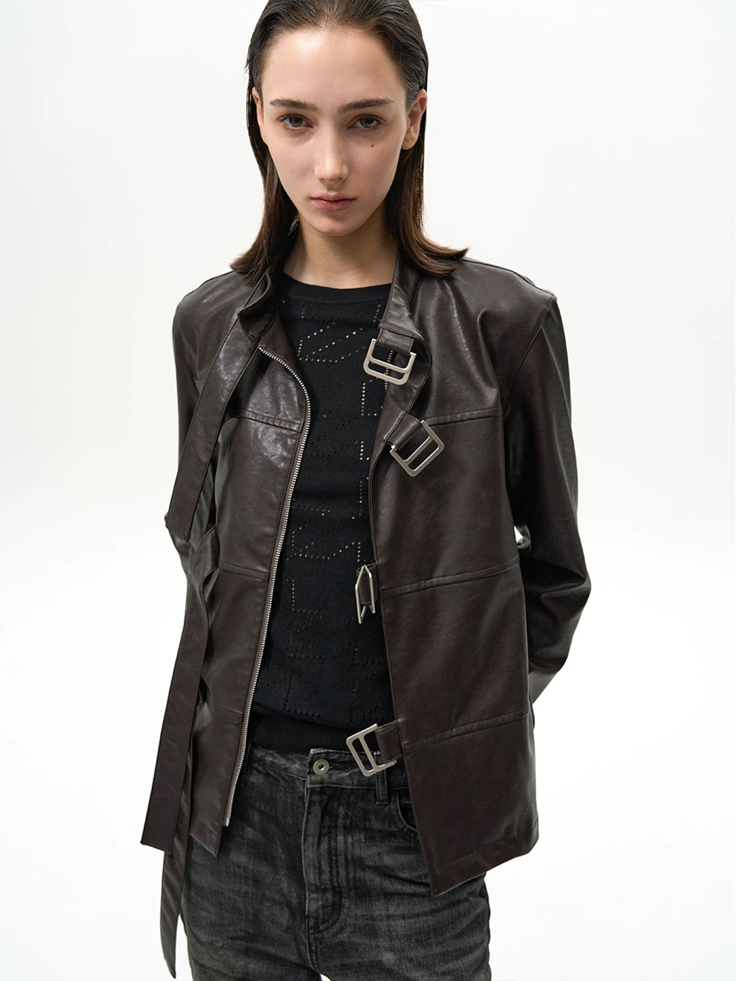"The Strap" Buckled Leather Jacket