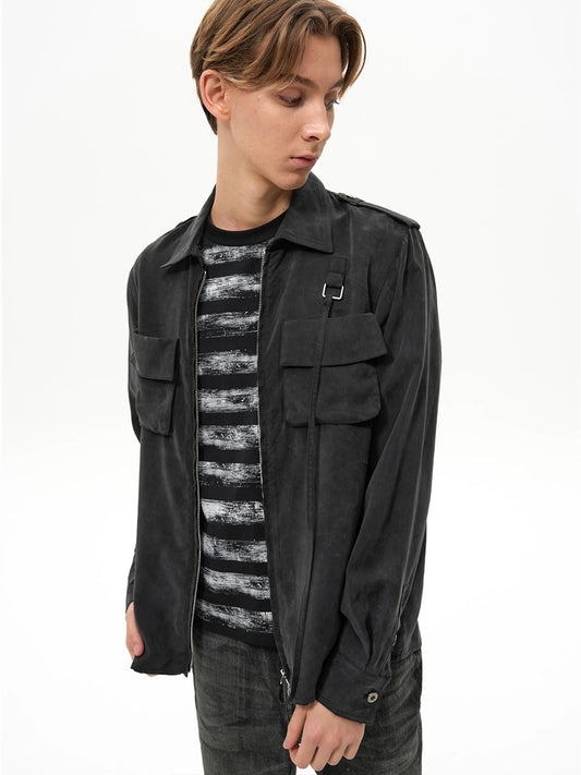 "The Dune" Sand Black Shirt Jacket