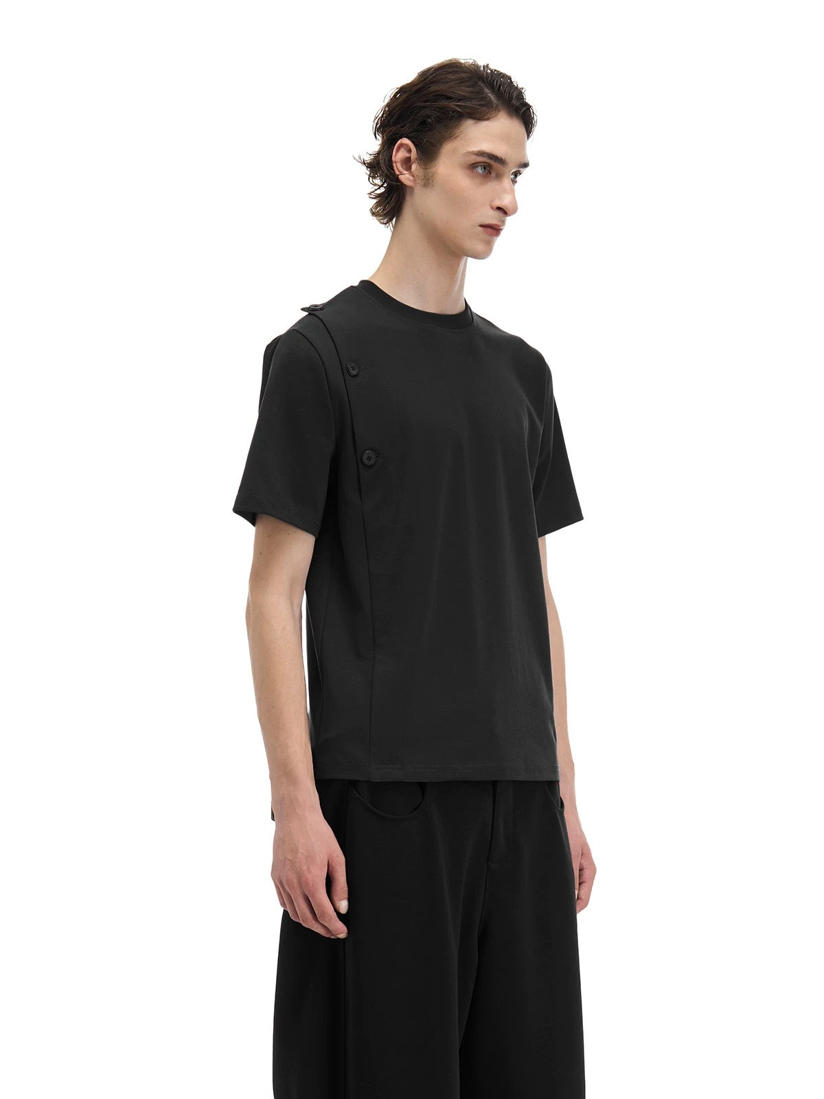 "Equart" Buttoned Black Shirt