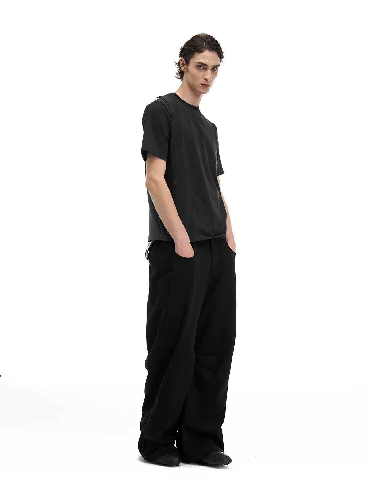 "Equart" Buttoned Black Shirt