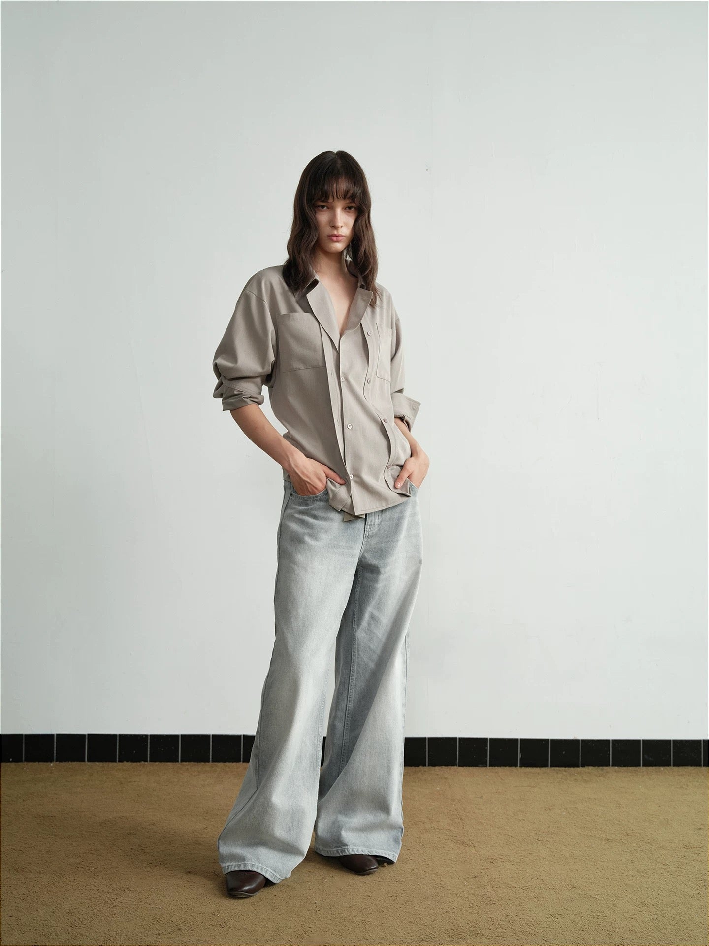 "Sand" Loose Long-Sleeve Shirt