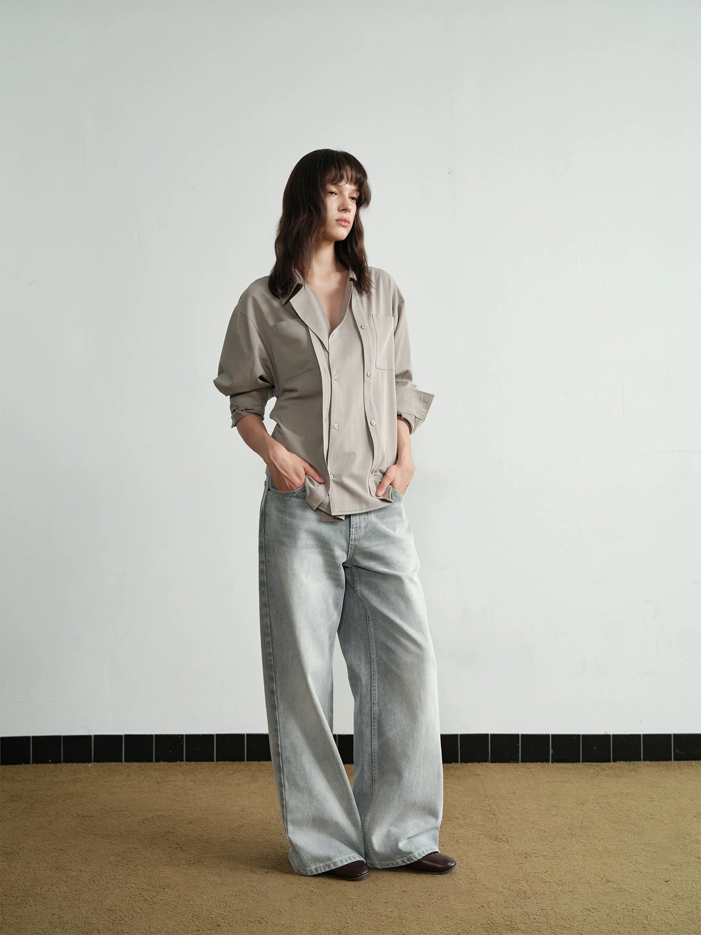 "Sand" Loose Long-Sleeve Shirt