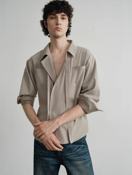 "Sand" Loose Long-Sleeve Shirt