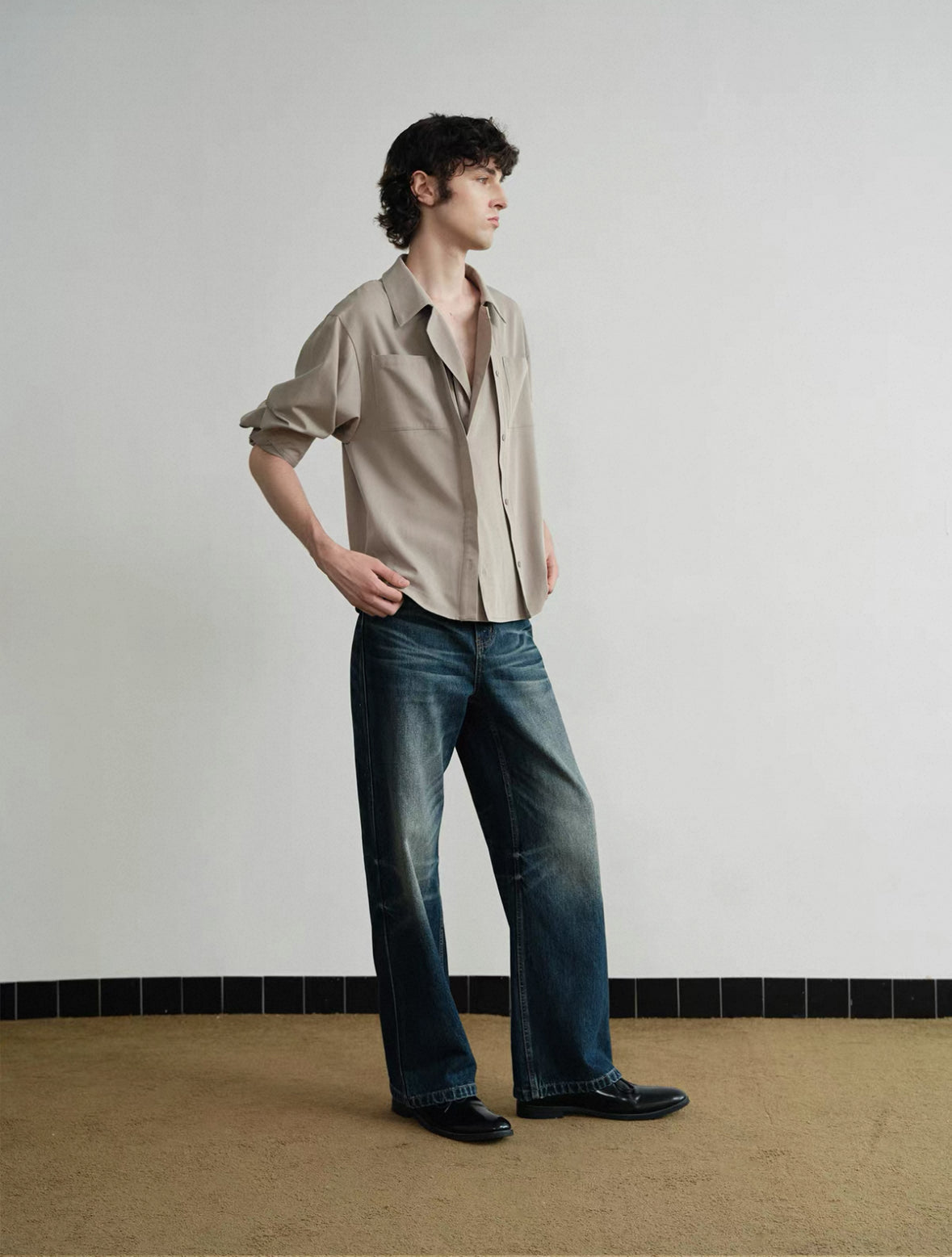 "Sand" Loose Long-Sleeve Shirt