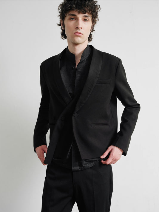 "Tailored" Cropped Blazer with Peak Lapel